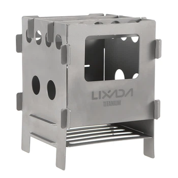 Туристическая титановая щепочница Lixada titanium S для приготовления пищи в походе кемпинговая печь плита складная на дрова
