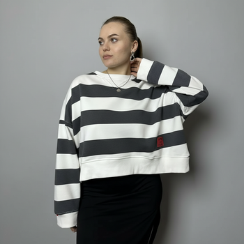 Жіночий світшот у смужку oversize KAPTSOVA MKKS9007-2 - Oversize 42/52, Сірий