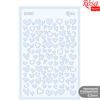 Трафарет багаторазовий універсальний №U100 серія Love 13х20см прозорий 0,5мм ROSA TALENT