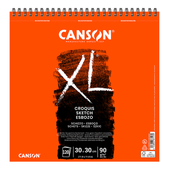 Альбом для ескізів на спіралі XL 30х30см 90г/м2 120л білий колір Canson