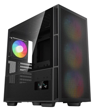 Комп'ютерний корпус DeepCool CH560 Digital Black без блока живлення з бічною панеллю із загартованого скла та цифровим дисплеєм (R-CH560-BKAPE4D-G-1)