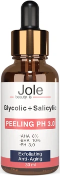 Пилинг с гликолевой и салициловой кислотами Jole Glycolic+Salicilic Peeling pH3 30ml