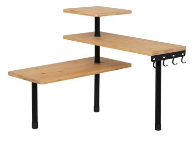 Półka 5five Simply Smart narożna bambusowa 3-poziomowa z hakami (3560233011244)