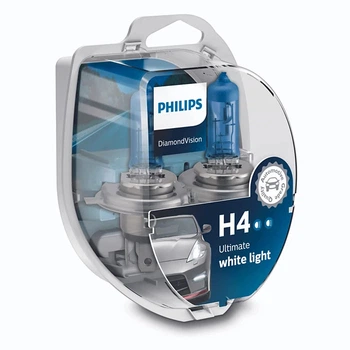 Комплект галогенових ламп PHILIPS H4 12342DVSP DiamondVision 5000K 60/55W 12V P43t (2 шт)