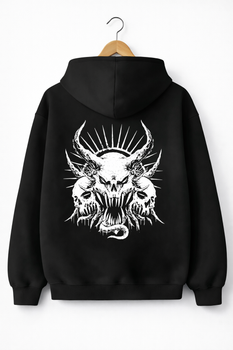 Чоловіче худі з принтом Infernal Skull, Чорний, L