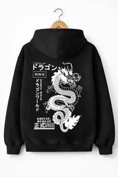 Чоловіче худі з принтом Dragon World, Чорний, XL