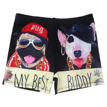 Мужские плавки-шорты с рисунком My Best Buddy чёрные 4XL