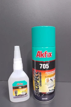 Набір клею двохкомпонентного з активатором для експрес склеювання Akfix 705 100 грам клей +400 мл активатор