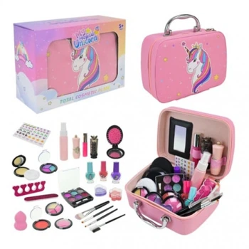 Детский набор косметики в розовой сумке чемодана Makeup Bag 2104G "Единорог" розовый