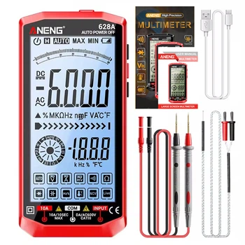 Автоматический цифровой мультиметр тестер ANENG 628A Red с большим экраном
