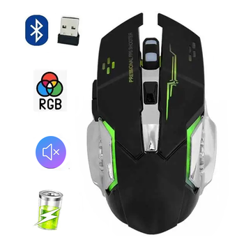 Беспроводная игровая мышь T1&T2GAME MOUSE 6D Бесшумная DPI 800-1200-1600 Li-Ion BT+2.4G Black