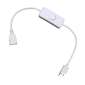 Удлинительный 30см USB-кабель (штекер-гнездо) DC 5V-24V 2A с кнопкой-выключателем Шнур пиитания Адаптер для лампы White