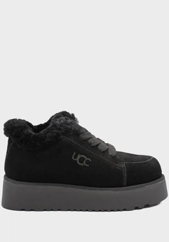 Угги женские натуральная замша на платформе UCC 40 Black