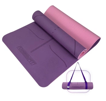 Коврик для йоги и фитнеса EasyFit Polarity Padma с ремене EF-A19241s-VP,фиолетово-розовый 183×61×0,6 см,