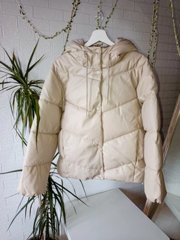Куртка женская с прорезиненным покрытием+шапка Pull&Bear молочно-бежевый М арт.7713\330\712