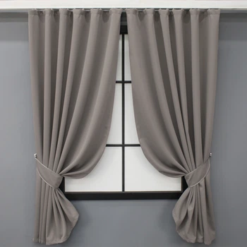 Комплект штор коротких VR-Textil Блэкаут Midnight № 1228ш Серый 140х170 см 2 шт (35-0158)