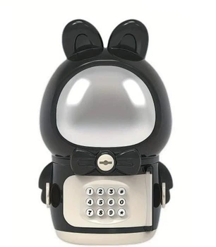 Копилка для детей сейф с кодовым замком Кролик космонавт SPACE RABBIT PIGGY BANK чёрная