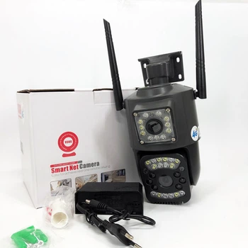 Уличная IP камера 4G/Wi-Fi с двумя линзами SC03 V380pro 4 Mп, Видеокамера с цифровым зумом и микрофоном