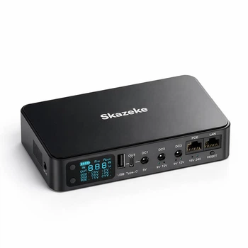 Источник бесперебойного питания для Wi-Fi роутера mini-UPS Skazeke AD1 18000mAh с регулируемым напряжением 5/9/12 В 3,6 А 2 выхода DC и LED-дисплеем