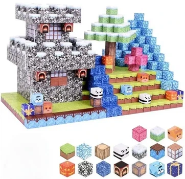 Магнитный конструктор Minecraft Замок в лесу с водопадом, майнкрафт блоки 100 кубиков