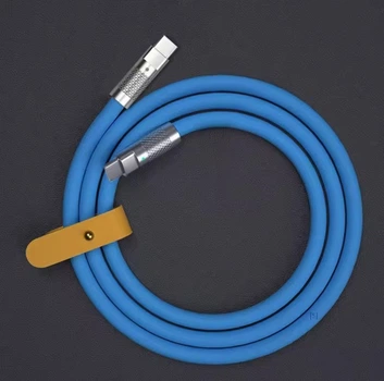Прочный силиконовый кабель Type-C 2м Blue 100W. Для смартфонов и ноутбуков