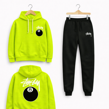 Чоловічий спортивний комплект худі, колір салатово-чорний, Stussy 8 Ball, розмір L