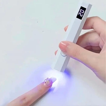 Акумуляторний портативний UV/LED ліхтарик для манікюру без бренду з таймером та дисплеєм миттєва фіксація для нарощування 3 w 395 nm 5 V 1 A білий