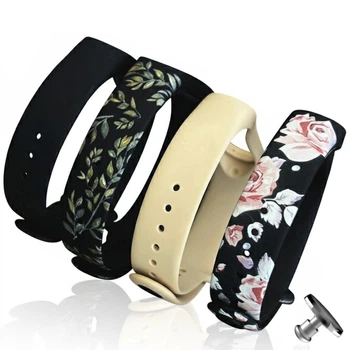 Комплект силіконових ремінців Gorgeous Flower Set для фітнес браслета Xiaomi Mi Band 3/4 з металевою кнопкою (чотири ремінці) (mrk3380)