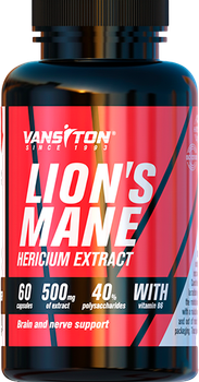 Їжовик гребінчастий Vansiton Lion's Mane з вітаміном B6 60 капсул (4820106593758)