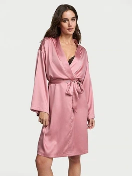 Халат сатиновий Victoria's Secret Satin Midi Robe XL/XXL Рожевий (26711457D)