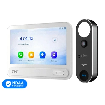 Комплект IP-видеодомофона с WiFi TVT TE-KT6101-001 White: видеодомофон 7" TD-E2137-PE/TP/WF, видеопанель 2Mp TD-E3110-IC/PE/WF, угловой кронштейн, монтажная коробка с козырьком (82-00412)