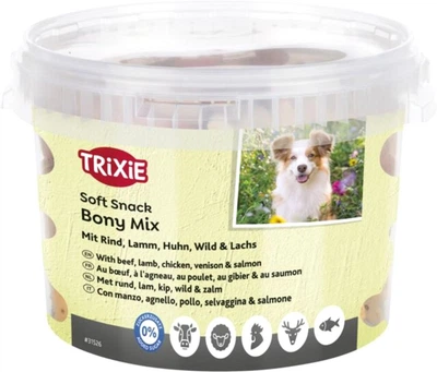 Ласощі Trixie Soft Snack Bony Mix для собак, пластикове відро, 1800 г (4011905315263)