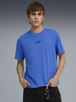 Футболка бавовняна довга чоловіча Puma Essentials Foundation 69291213 S Mountain Blue (4069161738623)