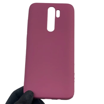 Чехол для Xiaomi Redmi Note 8 Pro силиконовый с микрофиброй нескользящий бордовый