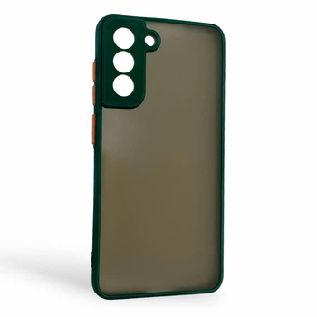 Чехол для телефона Samsung Galaxy S21 FE (SM-G990B) с высокими бортами с защитой камеры темно-зеленый