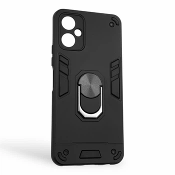 Чехол для телефона TECNO Spark 9 Pro (KH7n) бронированный с магнитным кольцом-держателем подставкой чёрный
