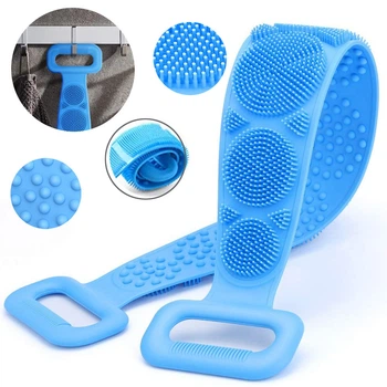 Мочалка масажна для тіла, двостороння, Silicon bath towel, Блакитна