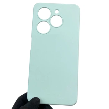 Чехол для TECNO Spark Go 2024 (BG6) силиконовый с микрофиброй нескользящий голубой