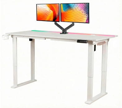 Стіл з електро-регулюванням висоти з підсвіткою Двомоторний Flexi Desk White Carbon 160x75 см 28050