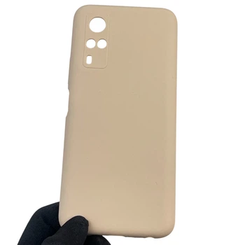 Чехол для Vivo Y31 силиконовый с микрофиброй нескользящий пудровый