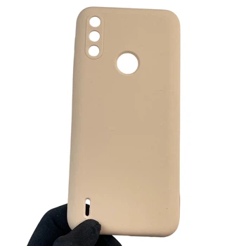 Чехол для Motorola Moto E7 Power силиконовый с микрофиброй нескользящий пудровый