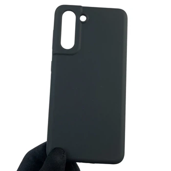Чехол для Samsung Galaxy S21 5G (SM-G991U) силиконовый с микрофиброй нескользящий черный