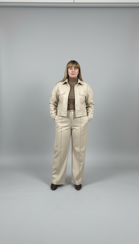Женские брюки из экокожи прямого кроя MODNA KAZKA Авила MKSH2824 - 58, Бежевий
