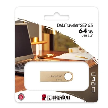 Флеш память 64Gb Kingston DT SE9 G3 USB3.2 Gold metal (59357)