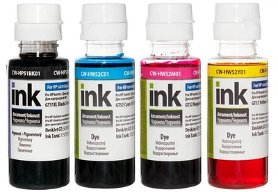 Краска для принтера чернила комплект ColorWay for HP Ink Tank 115/315/415 (4×100 мл) Color (CW-HP51/HW52SET01) водорастворимые