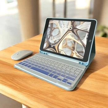 Чохол-клавіатура CaseFashion в комплекті з мишкою для iPad 11 (A16) (2025) Light Blue