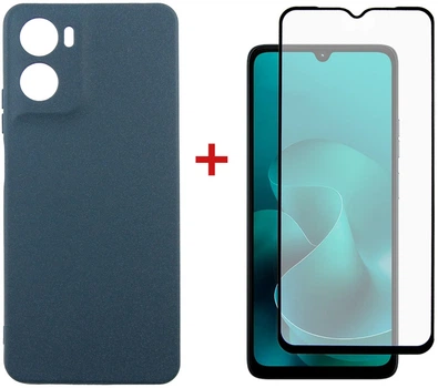 Комплект чохол для смартфона + скло DENGOS Carbon для Motorola Moto G06 Blue (DG-KM-174)