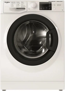 Стиральная машина Whirlpool WRSB 7259 WB UA, фронтальная, узкая, 7 кг, 1200, класс С/A/B, 43,5 см, 16 программ, пар, дисплей, инвертор, белый с черным люком