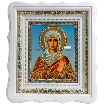 Икона "Святая мученица Галина" на стекле в белой раме 26x23 см
