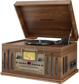 Виниловый проигрыватель Crosley Musician Entertainment Centre, с радио, CD/кассетным проигрывателем, Aux-in и Bluetooth, ореховое дерево
